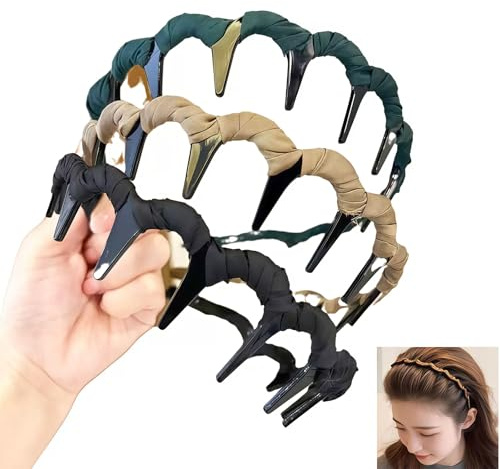 OuryTech Haarreifen Damen, 3 Stück Haarreif Zickzack und Zigzag Headband, Reversibler High Skull Haarreifen mit Zähnen, Rutschfestes Haar Accessoire für Frauen