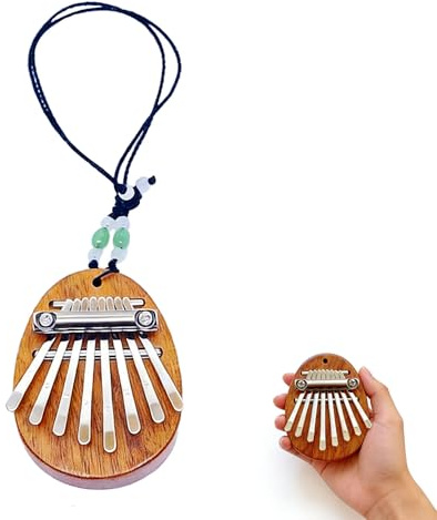 8 Key Mini Kalimba Exquisite Finger Thumb Piano, Wooden Finger Instrument with Lanyard, Portable Mini Kalimba for Child and Piano Beginner, Pendant Gift for Christmas, Thanksgiving and New Year