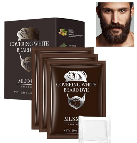 Bart Und Schnurrbart, Bartfarbe, Bartfärbemittel, Haartönung Für Männer, temporäre Farbe, Einfache Anwendung, Bartfärbemittel I Grauabdeckung (02# Dunkelbraun, 10 pack)