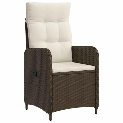 vidaXL Verstellbarer Gartenstuhl Braun und Creme Weiß, Stylischer, wetterfester Liegestuhl, verstellbar für den Garten, Bequeme Sommerliege, leicht zu reinigen