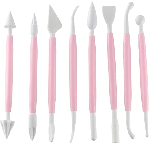 Zenker 41132 Set de décoration pour pâte à sucre, ustensiles de pâtisserie, ustensile pour pâte à sucre, Plastique, Rose, Blanc, 16 cm