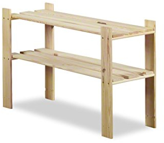 MODO24 Holzregal, 2 Regalböden, Küchenregal, Standregal, Kellerregal, Lagerregal, Bücherregal, Wandregal, Büroregal, für Wohnzimmer, Küche, Keller, Garage, Abmessungen 50x80x28 cm, Farbe: Naturholz