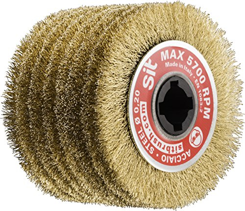 Sit Tecnospazzole 1362 Spazzola per Levigatrice a Filo Ondulato in Acciaio Ottonato-RSF 100mm-FLEX-Ø: 100mm, Fascia spazzolante 100 mm