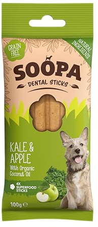 Soopa Zahnpflege-Sticks mit Grünkoh-l und Apfel-Geschmack, 100 g