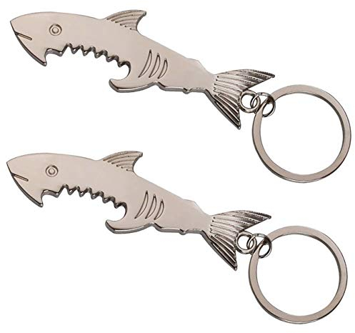 UOOOM Lot de 2pcs de Multifonction Métal Porte-clés en Forme Requin pour Tenue de clés Décoration Ouvre de bouteille de bière (2pcs)