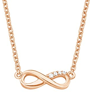 s.Oliver Kette mit Infinity Anhänger für Damen, Zirkonia und 925 Sterling Silber, Rosévergoldet