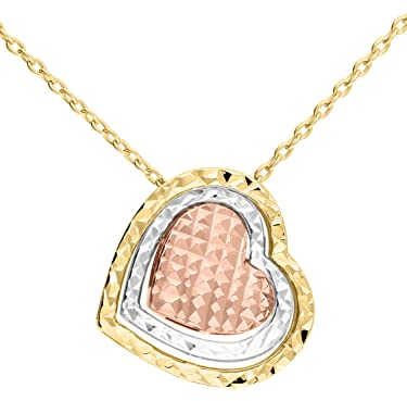 My Gold Damen Halskette Kette Gold 333 Herz Echtes Gelbgold Roségold Weißgold (8 Karat) Tricolor 45cm Herzkette Delilah L-07945-G386-AK10-F45cm