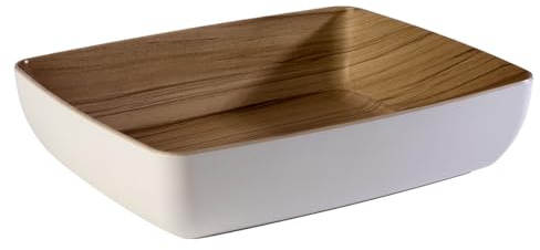 APS 84589 GN 1/2 Schale FRIDA, 32,5 x 26,5 cm, Höhe 7,5 cm, Melamin, weiß/Holzoptik