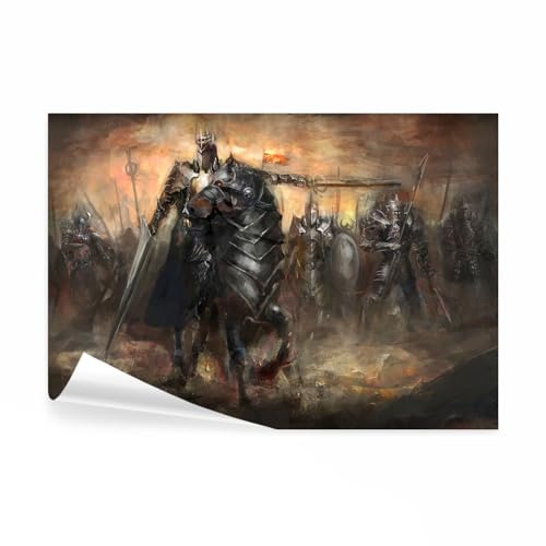 decomonkey Fototapete Drachen Ritter, 400x280 cm, XL, Schloss, Vlies | Schlafzimmer, Wohnzimmer, Tapete, Fototapeten, Tapeten, Vliestapete, Wandtapete, moderne, Wandbild, Wand