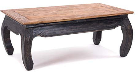 Design OPIUMTISCH East | 100x60x41cm (BxTxH), Mahagoni Recyclingholz | Beistelltisch, Couchtisch aus Vollholz | Farbe: 04 schwarz-Natur