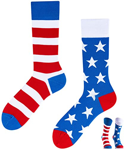 TODO COLOURS Chaussettes Mottif - Américain - Fantaisie, Humour, Homme, Femme, Chaussettes Couleur - drapeau, étoiles, rayures