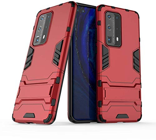 Wuzixi Cover per Huawei P40 Plus PRO,Custodia Antiurto Elegante e Robusta con Supporto per Telefono Cellulare,Cover per Huawei P40 Plus PRO.Rosso