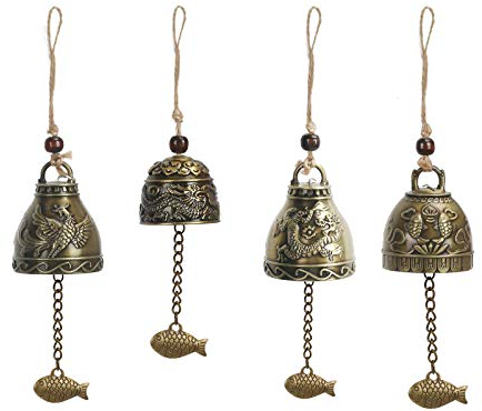 CHALA 4STK Klangspiele Windspiele Fengshui Glocke Dragon Bell Chinesische Antike Klare Stimme Dekoration Hängen Glück Segen für Haus Garten Innen und Außen