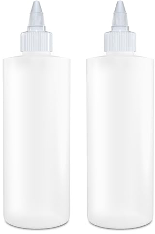 BRIGHTFROM Twist Top Applicator Bottles, Squeeze 8 OZ Empty Plastic Bottles, Refillable, Open/Close Nozzle - Hair Coloring/Multi Purpose (Pack of 2)