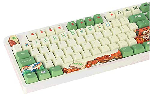 Keycaps, 108 Keycaps PBT Keycaps OEM Profile Custom Keycap Dye Sublimation Upgrade Mahjong Keycaps pour 104/87/61/60 Clavier Mécanique
