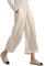 Famulily Womens Summer Wide Leg Elasticated Waist Linen Cropped Trousers Beige XXL