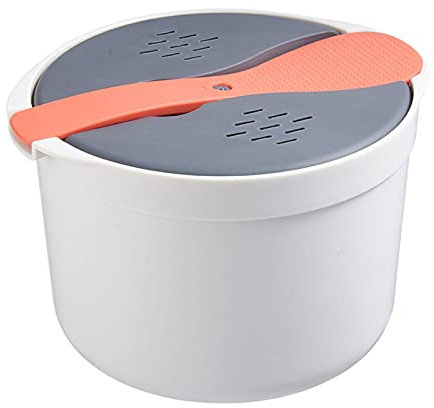 thorityau Microwave Rice Cooker -2L Microwave Rice Cooker Case -Multifunctional Cookware Steamer With Strainer Lid And Rice Spoon For Home Kitchen Cooking
