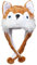 JK Home Bonnet Animal 3 en 1 Chapeau d'hiver Velours Echarpe Gants Cache Cou Oreilles Chaud Chien Marron Court