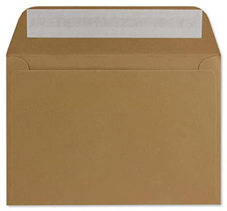 400 DIN C6 Brief-Umschläge Kraftpapier Braun - 11,4 x 16,2 cm - 90 Gramm Haftklebung Standard Brief-Kuverts für Taufe & Einladungen von Ihrem Glüxx-Agent