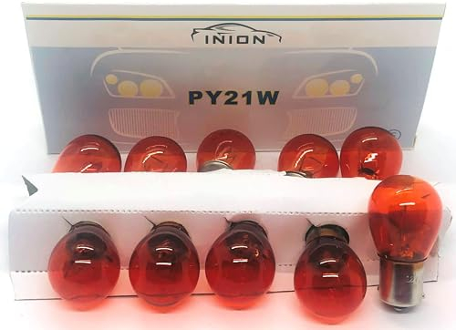 Maxxoni 10x Stück PY21W 12V KFZ Auto Beleuchtung Glühlampe Autolampen Glassockel Long Life (10x PY21W)