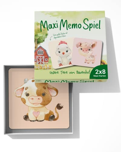 lila liebt dich Maxi Memo Spiel Unsere Tiere vom Bauernhof, Memorie ab 2, Spielzeug ab 2 Jahre