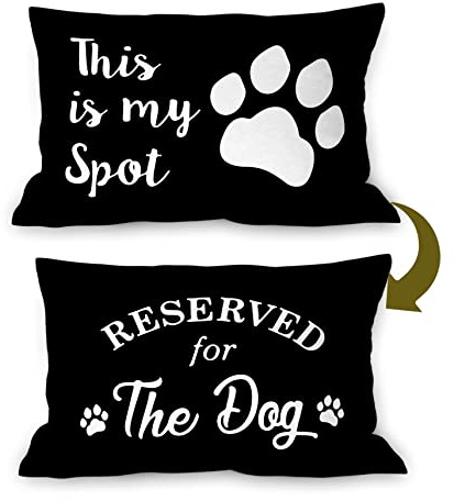 Burosev Reserved for The Dog Reversible Soft Pillow Cover, Funny Pet Paw This is My Spot dekorativer Kissenbezug, Haustierhundeliebhaber, Schlafzimmer, Wohnzimmer (30.5x50.8 cm)
