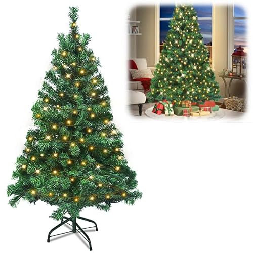 YUENFONG Albero di Natale artificiale da 210 cm con illuminazione a LED Albero artificiale in PVC con supporto a montaggio rapido per decorazioni natalizie