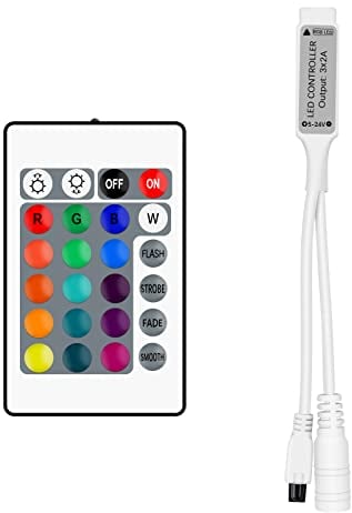 Aroidful 4 Pin Mini Controller LED IR RGB 5V-24V Telecomandi Wireless IR a 24 Tasti DC Dimmer Controllo Wireless Controller per Strisce LED SMD 3528 5050 5630