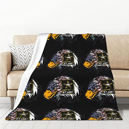 DMORJ Us Army coole Flanell-Überwurfdecken mit amerikanischer Flagge, warm, hautfreundlich, warm und bequem. Für Bett, Sofa, Couch, Schlafzimmer, 127 x 178 cm dick