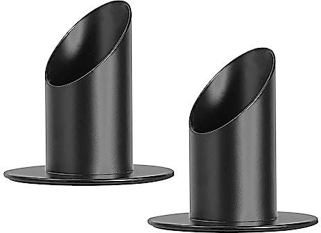 TheStriven 2 Stück Kerzenständer Stabkerzenhalter Deko Kerzenständer für Stabkerze Taufkerze Kerzenleuchter Kommunionkerze für Esszimmer und Schlafzimmerdekoration Kamindekoration (Schwarz)