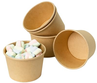 ECOPICNIC Gobelet à Glace jetable 350 ML | Lot de 500 pièces Bol à Soupe jetable, Vaisselle jetable, gobelets en Carton Kraft pour Aliments, Pot jetable pour Desserts, salades, apéritifs