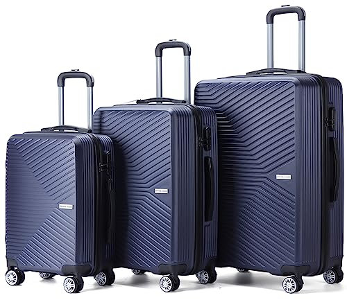 VERTICAL STUDIO 20 24 28 Koffer Reisekoffer 3er-Set Trolley Mehrteilig mit Ziffern Kofferschloss aus Kunststoff (ABS) Vier Rollen (Navy Alesund)