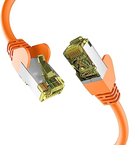 EFB-Elektronik - CAT. 6a Netzwerkkabel bis zu 10 Gbit - 1,5 m LAN Kabel Ethernet Kabel Patchkabel mit Klinken-/Knickschutz - RJ45 Anschluss, S/FTP PIMF Schirmung - Orange