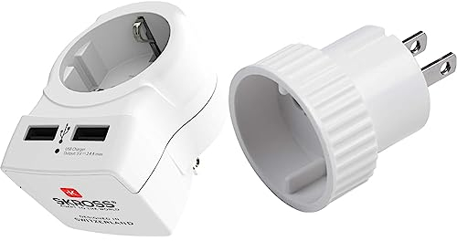 Skross 'Schutzkontakt' Country Steckeradapter Weiss OneSize & Meister Reiseadapter Typ A - Für USA, Kanada, Thailand & Dominikanische Republik