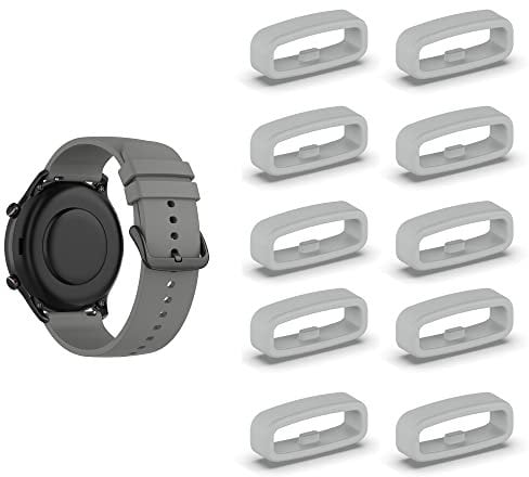 SMYAOSI Silikon Armbänder Schlaufe,Ersatzband Band Loops, Armband Schlaufe,10 Stück Uhrenarmband Halter Keeper Verschlussring Ersatz Schlaufen für Watch 18mm/20mm/22mm armband (22mm, Grau)