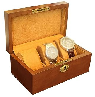 BONOOL Holzuhr-Display-Box mit Schloss, Holzkiste, Armband, Halskette, Schmuck, Aufbewahrungsbox