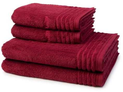 Vossen - 4 teiliges Frottier-Set - Vienna Style Supersoft (2 X Handtuch 2 X Duschtuch im Set) - 620 g/m2 - Baumwolle - Frottee - saugstark - weich und flauschig - Rubin