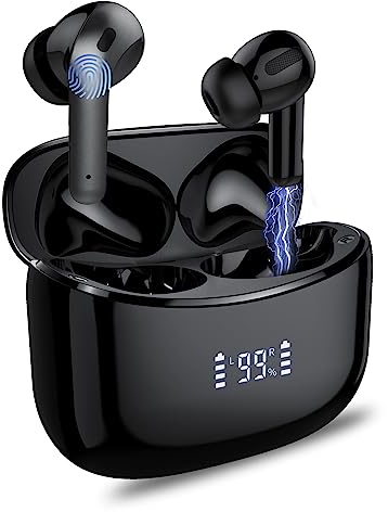 FAMOO Wireless Headphones, Bluetooth 5.3 Headphones with 4 ENC Micro Cancellation, 52H Wireless earbuds Driver 14.2 mm, Surround Sound earphones LED Display