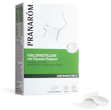 Pranarôm - Aromaforce - Halspastillen mit Thymian Thujanol - Mit ätherischen Ölen - 21 Pastillen