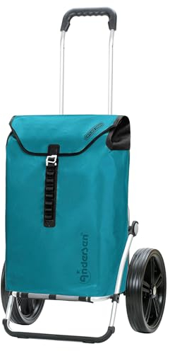 ANDERSEN Einkaufstrolley - Royal Shopper Ortlieb Petrol 49 L Handwagen, wasserdicht, wetterfest, Aluminium, klappbar, Kugellagerad