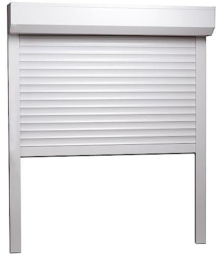 Gecheer Rollladen Sichtschutz Aluminium Gute Wärme- und Schalldämmung Rollladenpanzer Behang Rolladen Rolladenbehang Vorbaurollladen Vorbaurolladen Rollladenrollo 80 x 100 cm (B x H) Weiß