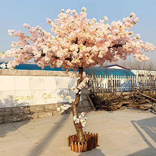 Albero di Ciliegio Artificiale, Albero di Sakura, Ciliegio Piangente, Piante Finte di Fiori di Ciliegio Finti, Alberi Artificiali con Steli di Vero Legno e Replica di Foglie Realistiche A-1.5x1.5m