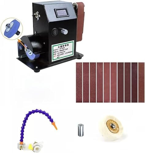 CEDLSF Affilatrice per coltelli raffreddata ad Acqua, levigatrice a Nastro elettrica Automatica AC 100, Display Digitale, velocità Regolabile