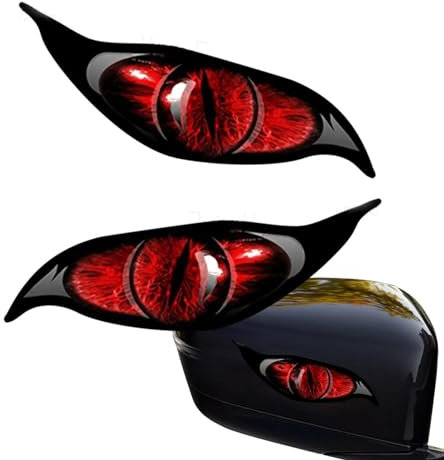 Aizuoni 2 Stück Auto Sticker, Augenaufkleber,Reflektierende Aufkleber-Spiegelabdeckung Mit Gruseligen Augen | Augen Scary Aufkleber Auto Kratzer Aufkleber Für Auto