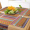 ABAKUHAUS Mexikaner Tischläufer & 4 Stück Tischsets, Folklorischer Alter Weinlese Verzierung Entwurf Geometrisch Bunt Formen Streifen, Tischdeko-Set, 180 x 40 cm, Orange Magenta