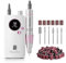 MelodySusie Ponceuse pour Ongles Professionnelle 30 000 tr/min, SC320F Lime à Ongles Électrique Rechargeable sans Fil pour Manucure Pédicure Puissante, Avec 6 Embouts pour Salon/Maison, Blanc&Rose