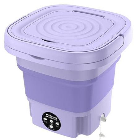 Mini-Waschmaschine, tragbar, 8 l, kleiner Waschtrockner mit Wäschetrockner, faltbar, mobile Waschmaschine, für Camping, Reisen, RV, Single-Schlafsäle (violett)