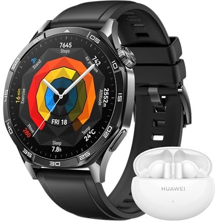 HUAWEI WATCH GT 5 46mm Smartwatch, All-new Running and Cycling Sports, Health Tracking, up to 14 Days Battery Life, Compatible with iOS and Android+FreeBuds 5i, Black