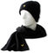 Lyle & Scott Herren-Set Gerippter Wintermütze Schal Lammwolle - Tiefschwarz