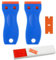 2 Mini Raschietto in Plastica con 100 Lame in Plastica, Raschietto Vetro per Tinta Finestr, Rimuovere Etichette, Colla, Vernice, Adesivi e Decalcomanie (Blu)
